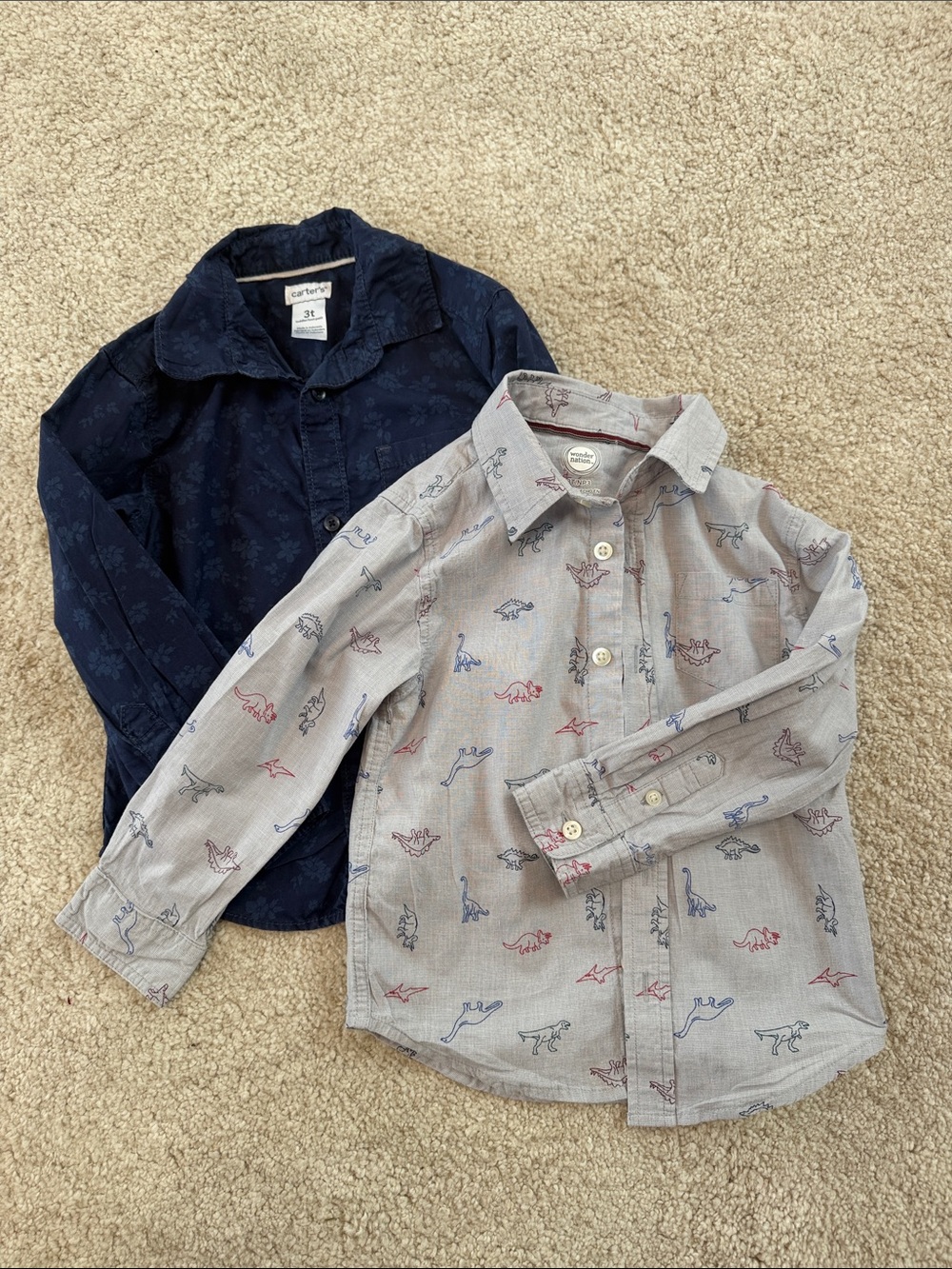 Carter's and Wonder Nation Button-Down Shirt Bundle – Navy and Light Gray